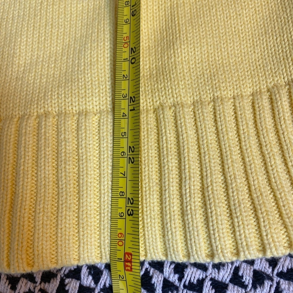 CHAPS Yellow Cable Knit Sweater Oversized Collar Side Gold Button Detail XL - Picture 7 of 7